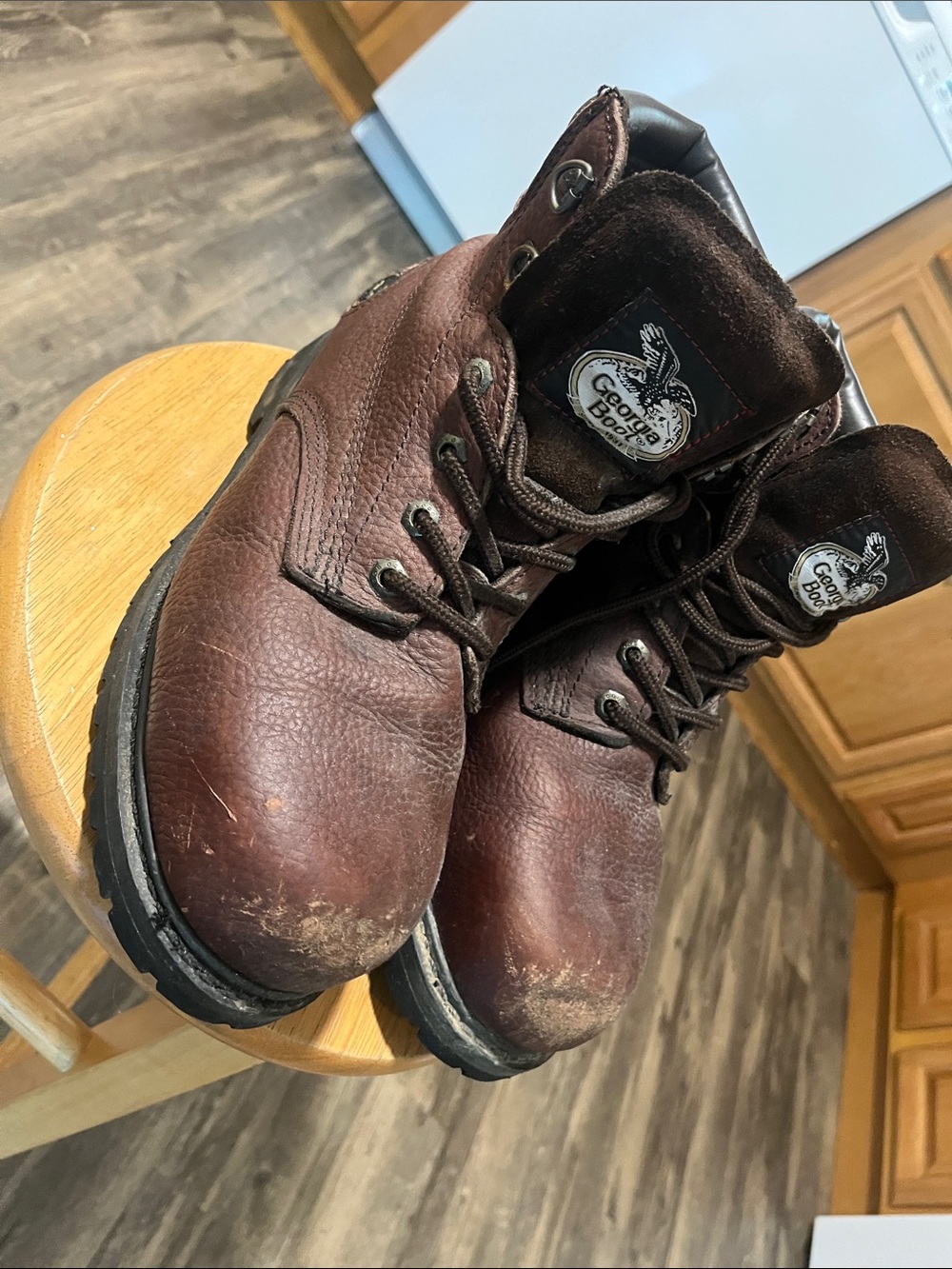 Georgia Boot Brown Leather Lace-Up Work Boots